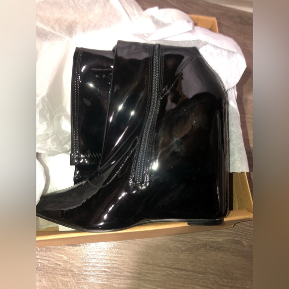 ASOS Krissy Black Patent Wedge OTK Thigh Boots New - Picture 5 of 8